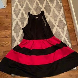 Crystal Doll black and red halter top dress.